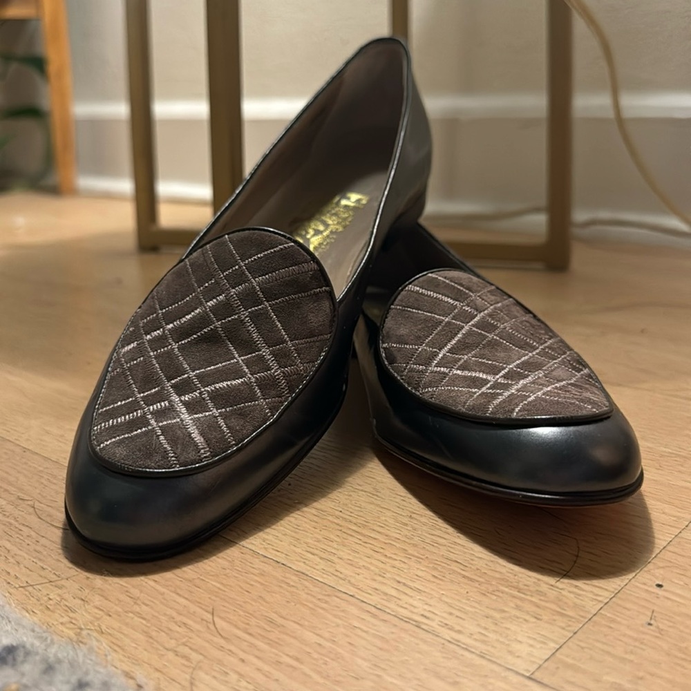 Salvatore Ferragamo Black and Brown Flats
